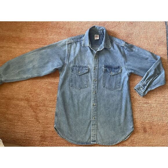 Vintage Heavyweight Denim Shirt M USA Made Tree Back Western Cotton - Picture 1 of 6
